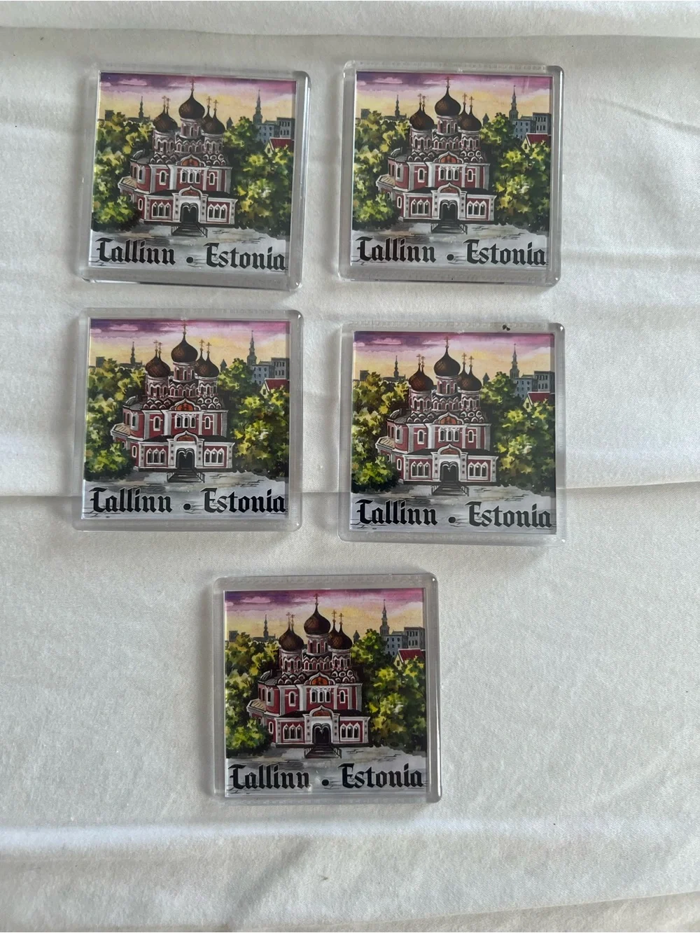 Tallinn Estonia Souvenir Glass Refrigerator Magnet - Set of 5